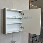 Καθρέπτης, σχήμα: Ορθογώνιο 50x55x15 από MDF PET με ντουλάπι, Lacato Light Grey, χρώμα: Γκρι Καθρέπτες μπάνιου