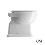 Floor standing toilet & toilet seat soft closing, style: Sandwich Simple vertical outlet with rim 54x37 surface: Glossy, color: White Floor standing toilet & toilet seat soft closing, style: Sandwich Simple vertical outlet with rim 54x37 surface: Glossy, color: White