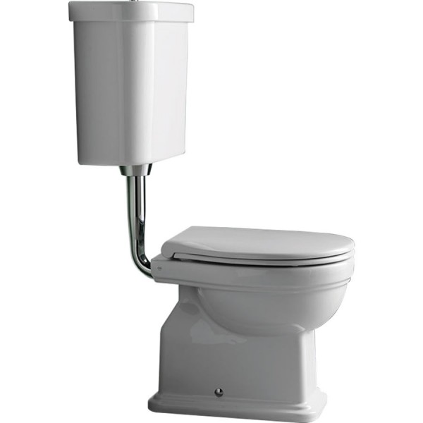 Floor standing toilet & toilet seat soft closing, style: Sandwich Simple vertical outlet with rim 54x37 surface: Glossy, color: White Floor standing toilet & toilet seat soft closing, style: Sandwich Simple vertical outlet with rim 54x37 surface: Glossy, color: White