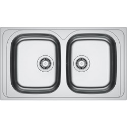 Sink Stainless (Steel) 86x50 material: Inox surface: Matt free nested 2 cabinet, color: Chrome Stainless steel