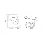 Kitchen tap Deck-mounted material: Inox with shower, color: Chrome surface: Brushed Deck-mounted