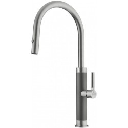 Kitchen tap Deck-mounted material: Inox with shower J - spout, color: Chrome surface: Brushed Deck-mounted