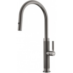 Kitchen tap Deck-mounted material: Inox with shower J - spout, color: Dark Grey surface: Brushed Deck-mounted