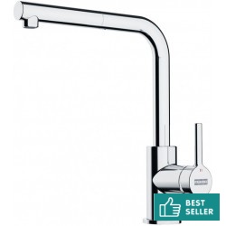 Μπαταρία κουζίνας επικαθήμενη από ορείχαλκο με ντους L - spout, χρώμα: Χρωμέ επιφάνεια: Γυαλιστερή Επικαθήμενες