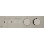 Shower tap Wall-mounted external part 2 way material: Brass thermostatic With plate with separate exits without hand shower, hose and holder, color: Chrome surface: Brushed Wall-mounted - external part