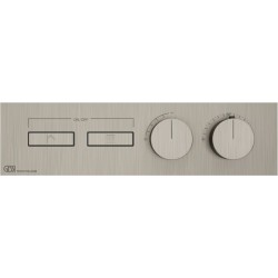Shower tap Wall-mounted external part 2 way material: Brass thermostatic With plate with separate exits without hand shower, hose and holder, color: Chrome surface: Brushed Wall-mounted - external part
