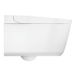 Wall-mounted toilet with shower & toilet seat, style: Wrapover smart toilet 61x38,7 surface: Glossy, color: White Wall-mounted shower-toilets