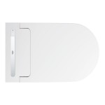 Wall-mounted toilet with shower & toilet seat, style: Wrapover smart toilet 61x38,7 surface: Glossy, color: White Wall-mounted shower-toilets