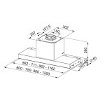 Απορροφητήρας εντοιχιζόμενος απλός 90cm 210 W Stainless steel/black glass, χρώμα: Χρωμέ Απορροφητήρες εντοιχιζόμενοι