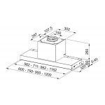 Απορροφητήρας εντοιχιζόμενος απλός 60cm 210 W Stainless steel/black glass, χρώμα: Χρωμέ Απορροφητήρες εντοιχιζόμενοι