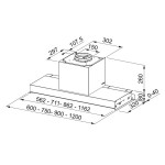 Απορροφητήρας εντοιχιζόμενος απλός 120cm 160 W Stainless steel/black glass, χρώμα: Χρωμέ Απορροφητήρες εντοιχιζόμενοι