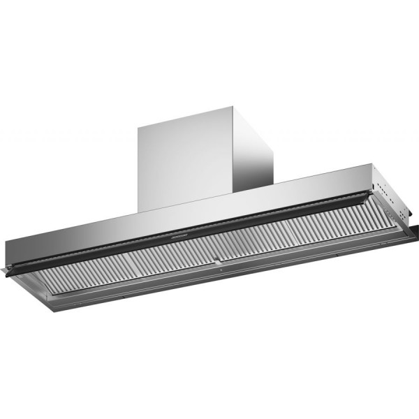 Απορροφητήρας εντοιχιζόμενος απλός 120cm 160 W Stainless steel/black glass, χρώμα: Χρωμέ Απορροφητήρες εντοιχιζόμενοι