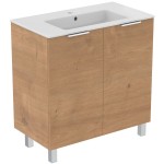 Furniture base with washbasin 80x44x84 material: Wood composite 1 basin countertop, color: Wood Oak Cabinets with wash basin