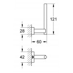 Paper holder vertical material: Brass, color: Grey surface: Brushed Toilet paper holders