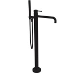 Μπαταρία μπανιέρας επιδαπέδια εξωτερικό μέρος από ορείχαλκο με τηλέφωνο, σπιράλ Black Matt, χρώμα: Μαύρο επιφάνεια: Ματ Επιδαπέδιες