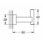 Άγκιστρο από ορείχαλκο μονό brushed hard graphite, χρώμα: Γκρι επιφάνεια: Βουρτσισμένη Άγκιστρα