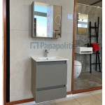 Bathroom furniture set with washbasin 50x40x60 material: MDF PET wall mounted, color: Grey Bathroom furniture sets
