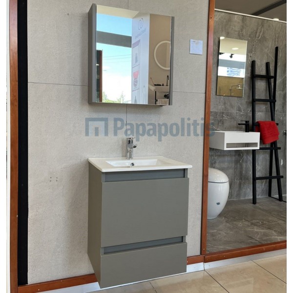 Bathroom furniture set with washbasin 50x40x60 material: MDF PET wall mounted, color: Grey Bathroom furniture sets