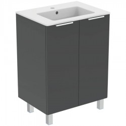 Furniture base with washbasin 60x44x82,5 material: Lacquer 1 basin countertop Glossy Mid Grey Laquered, color: Grey Cabinets with wash basin