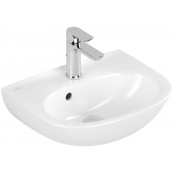 Νιπτήρας επίτοιχος 45x36x13 με υπερχείλιση, ceramic plus, white alpin με 1 γούρνα με οπή στη μέση χωρίς κολώνα από πορσελάνη, χρώμα: Λευκό επιφάνεια: Γυαλιστερή Επίτοιχοι