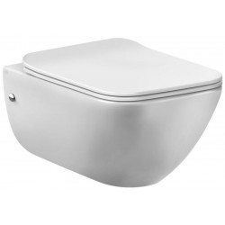 Wall-mounted toilet & toilet seat soft closing, style: Sandwich hidden fixation Slim with rim 54x35,8 surface: Glossy, color: White Wall-mounted