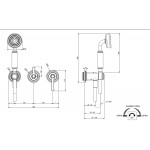 Shower tap Wall-mounted external part 2 way 3 holes material: Brass mixer with hand shower, hose and holder Finox Brushed Nickel, color: Chrome surface: Brushed Wall-mounted - external part