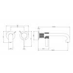 Wash basin tap Wall-mounted - external part 2 holes mixer Without waste, color: Chrome 18,9-21,9cm Finox Brushed Nickel material: Brass surface: Brushed Wall-mounted - external part