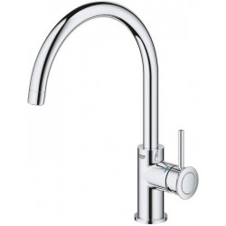 Kitchen tap Deck-mounted material: Brass C-Spout, color: Chrome surface: Glossy Deck-mounted