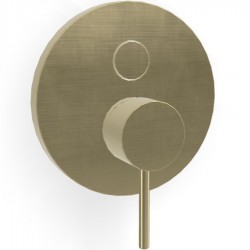 Shower tap Wall-mounted external part 2 way material: Brass mixer With plate without hand shower, hose and holder brushed champagne, color: Gold surface: Brushed Wall-mounted - external part