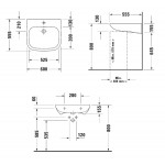 Νιπτήρας επίτοιχος 60x55x15,5 White High Gloss με 1 γούρνα με οπή στη μέση με υπερχείλιση από πορσελάνη, χρώμα: Λευκό επιφάνεια: Γυαλιστερή Επίτοιχοι