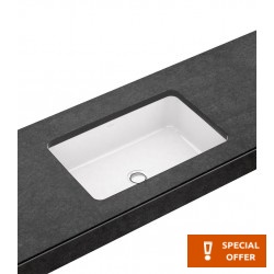 Νιπτήρας υποκαθήμενος 54x34x17 από πορσελάνη rectangle (61,5x41,5cm) με υπερχείλιση, χρώμα: Λευκό επιφάνεια: Γυαλιστερή Υποκαθήμενοι