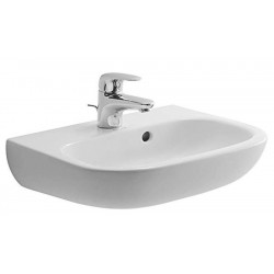 Νιπτήρας επίτοιχος 45x34x13 με υπερχείλιση με 1 γούρνα με μισή κολώνα / χωρίς κολώνα με οπή στη μέση από πορσελάνη, χρώμα: Λευκό επιφάνεια: Γυαλιστερή