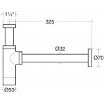 Sink siphon 1 ¼” material: Brass surface: Glossy, color: Chrome Siphons