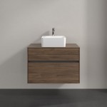 Βάση επίπλου χωρίς νιπτήρα 80x54,8x50 από ξύλο συνθετικό με 2 συρτάρια, Arizona Oak επίτοιχου τύπου, χρώμα: Ξύλο Καρυδιά Βάσεις επίπλου χωρίς νιπτήρα