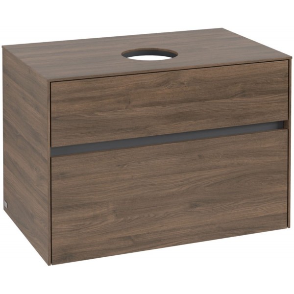 Βάση επίπλου χωρίς νιπτήρα 80x54,8x50 από ξύλο συνθετικό με 2 συρτάρια, Arizona Oak επίτοιχου τύπου, χρώμα: Ξύλο Καρυδιά Βάσεις επίπλου χωρίς νιπτήρα