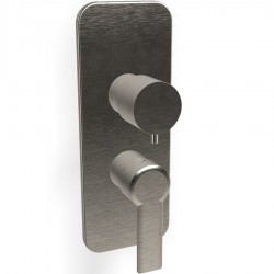 Shower tap Wall-mounted external part 2 way / 3 way material: Brass mixer With plate without hand shower, hose and holder, color: Chrome surface: Brushed Wall-mounted - external part
