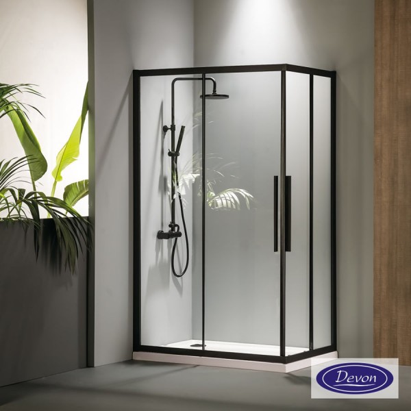 Καμπίνα ντουζιέρας ορθογώνια 70x90x195 6mm συρόμενη Black Matt επιφάνεια: Ματ, χρώμα: Μαύρο Ορθογώνιες