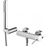 Shower tap Wall-mounted exposed material: Brass mixer with hand shower, hose and holder, color: Chrome surface: Glossy Wall-mouned exposed Shower tap Wall-mounted exposed material: Brass mixer with hand shower, hose and holder, color: Chrome surface: Glossy Wall-mouned exposed