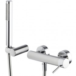 Shower tap Wall-mounted exposed material: Brass mixer with hand shower, hose and holder, color: Chrome surface: Glossy Wall-mouned exposed