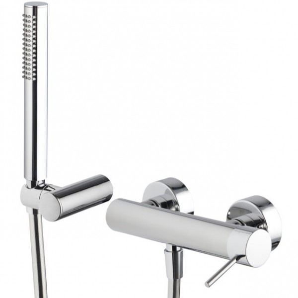 Shower tap Wall-mounted exposed material: Brass mixer with hand shower, hose and holder, color: Chrome surface: Glossy Wall-mouned exposed Shower tap Wall-mounted exposed material: Brass mixer with hand shower, hose and holder, color: Chrome surface: Glossy Wall-mouned exposed