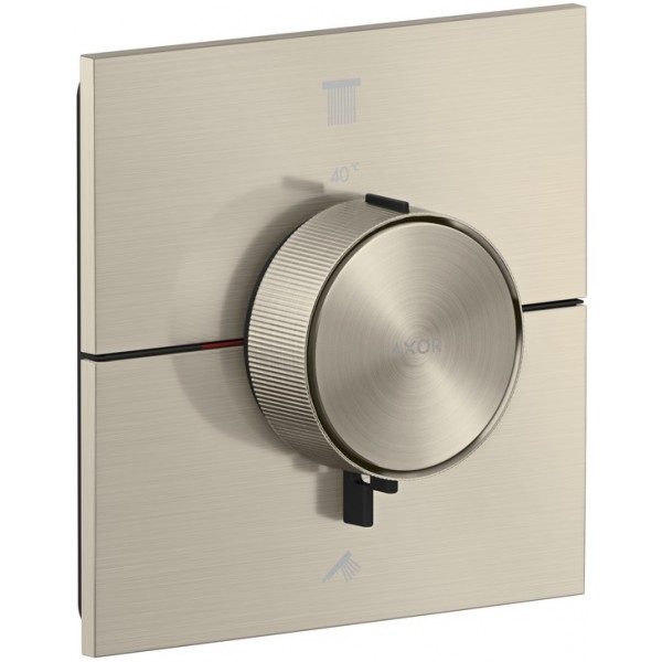 Μπαταρία ντουζιέρας εντοιχιζόμενη εξωτερικό μέρος 2 εξόδων από ορείχαλκο θερμοστατική με ξεχωριστές εξόδους με πλακέτα Square, Brushed Nickel, χρώμα: Χρωμέ επιφάνεια: Βουρτσισμένη Εντοιχιζόμενες εξωτερικό μέρος