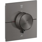 Μπαταρία ντουζιέρας εντοιχιζόμενη εξωτερικό μέρος 2 εξόδων από ορείχαλκο θερμοστατική με ξεχωριστές εξόδους με πλακέτα Square, Brushed Black Chrome, χρώμα: Μαύρο επιφάνεια: Βουρτσισμένη Εντοιχιζόμενες εξωτερικό μέρος