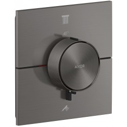Shower tap Wall-mounted external part 2 way material: Brass thermostatic With plate with separate exits without hand shower, hose and holder, color: Black surface: Brushed