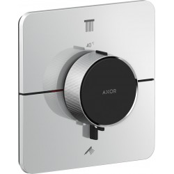 Shower tap Wall-mounted external part 2 way material: Brass thermostatic With plate with separate exits without hand shower, hose and holder softsquare, color: Chrome surface: Glossy Wall-mounted - external part