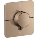 Shower tap Wall-mounted external part 2 way material: Brass thermostatic With plate with separate exits without hand shower, hose and holder softsquare, color: Pink Gold surface: Glossy