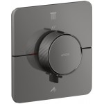 Shower tap Wall-mounted external part 2 way material: Brass thermostatic With plate with separate exits without hand shower, hose and holder softsquare, color: Black surface: Glossy