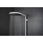 Shower tap with showerpipe and overhead shower Wall-mounted material: Brass thermostatic, color: White surface: Matt Shower tap with showerpipe and overhead shower Wall-mounted material: Brass thermostatic, color: White surface: Matt