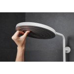 Shower tap with showerpipe and overhead shower Wall-mounted material: Brass thermostatic, color: White surface: Matt Shower tap with showerpipe and overhead shower Wall-mounted material: Brass thermostatic, color: White surface: Matt