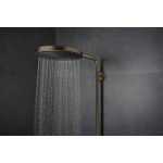 Shower tap with showerpipe and overhead shower Wall-mounted material: Brass thermostatic, color: Bronze surface: Brushed Wall-mounted exposed with showerpipe and overhead shower Shower tap with showerpipe and overhead shower Wall-mounted material: Brass thermostatic, color: Bronze surface: Brushed Wall-mounted exposed with showerpipe and overhead shower