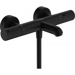 Bathtub tap Wall-mounted exposed material: Brass without hand shower, hose and holder thermostatic, color: Black surface: Matt